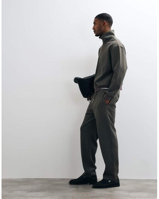 ASOS Gray Relaxed Funnel Neck Cotton Twill Zip Through for men