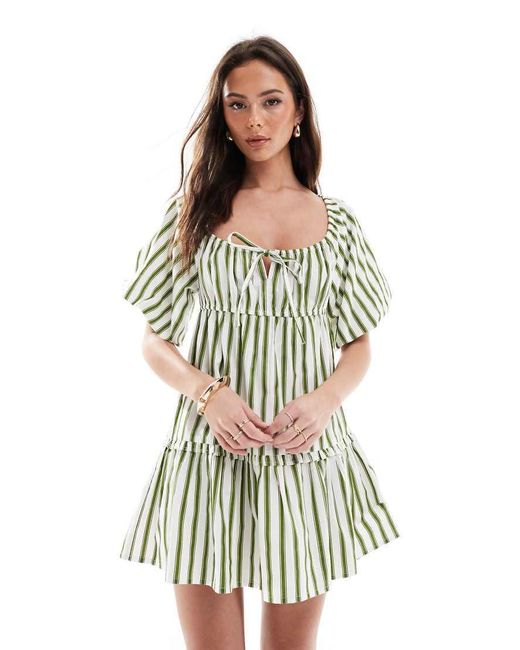 Wednesday's Girl White Striped Mini Smock Dress