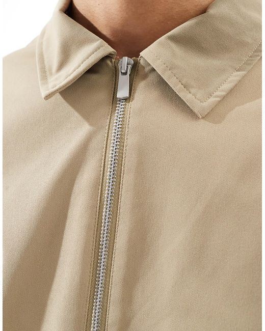 Jack & Jones – harrington-jacke aus twill in Natural für Herren
