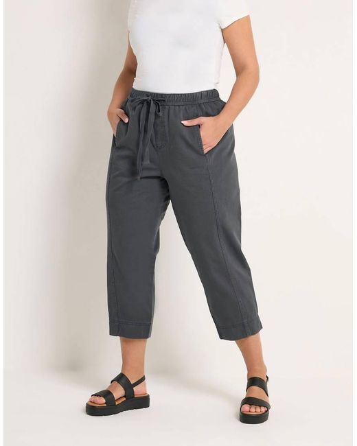Yours Clothing Blue Twill Barrel Leg Trousers
