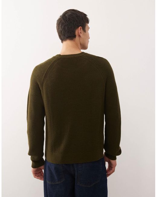 Collusion Green Boxy Knitted Sweater Jumper for men