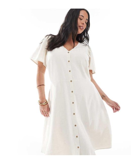 ONLY White Tie Detail Mini Dress With Linen