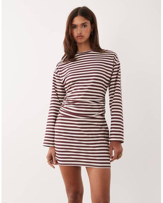 ASOS Multicolor Long Sleeve Cinched Waist Mini Dress
