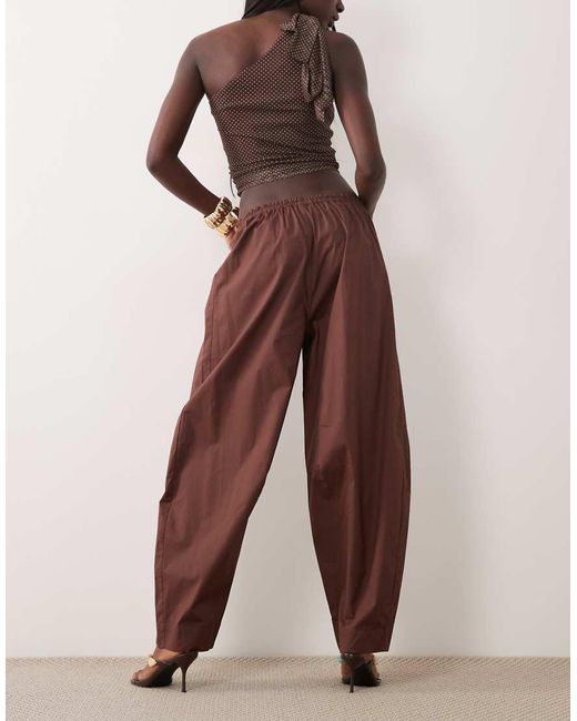 WeWoreWhat Brown Drawstring Waist Pull On Balloon Pant