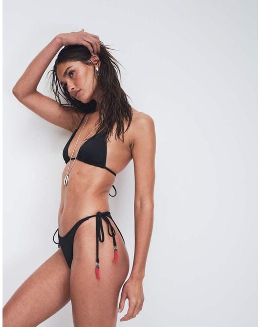 ASOS White Belle Embellished Triangle Bikini Top With Beaded Chilli Charm