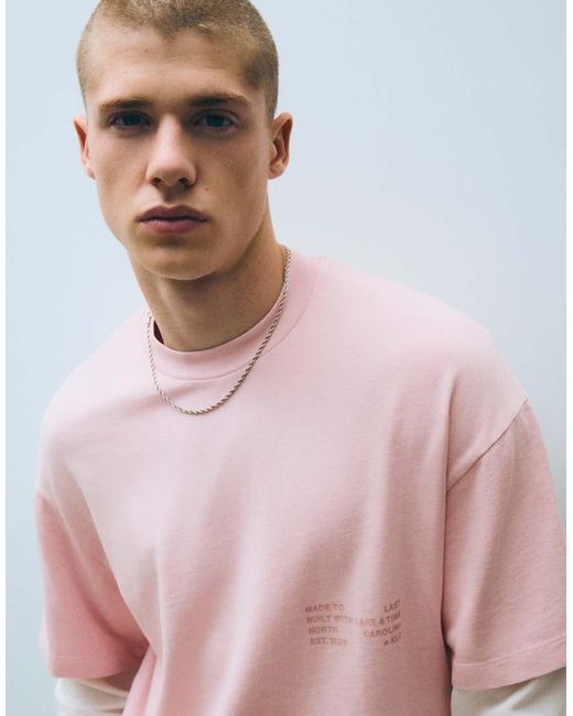 Bershka Gray Contrast Double-sleeve T-shirt for men