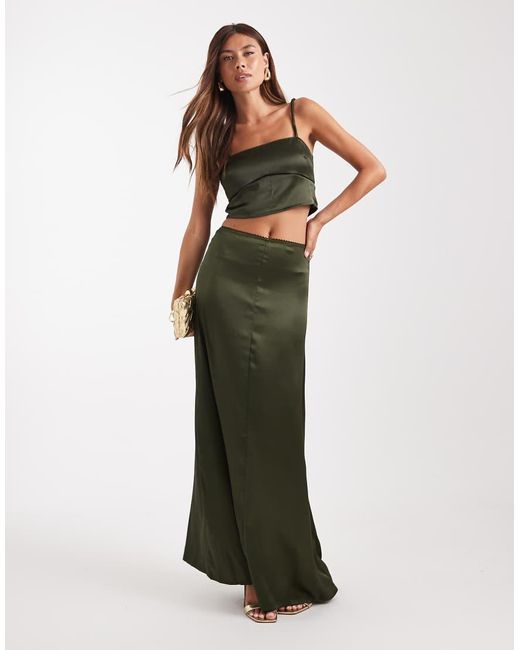 ASOS Green Satin Co-ord Top With Tie Back Detail