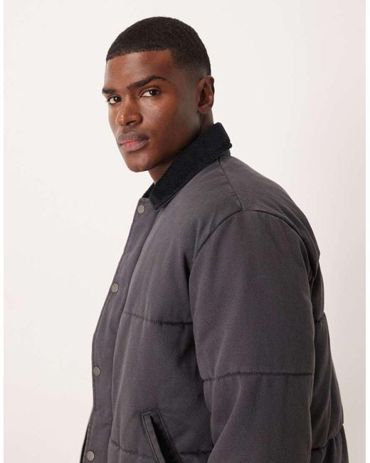 Abercrombie & Fitch Gray Washed Twill Puffer Jacket for men