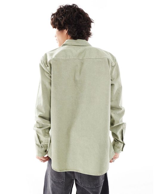 Camicia giacca a maniche lunghe kaki di River Island in Green da Uomo