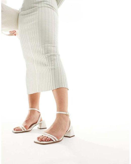 Asos Design Wide Fit Honeydew Mid Block Heeled Sandals in White | Lyst UK