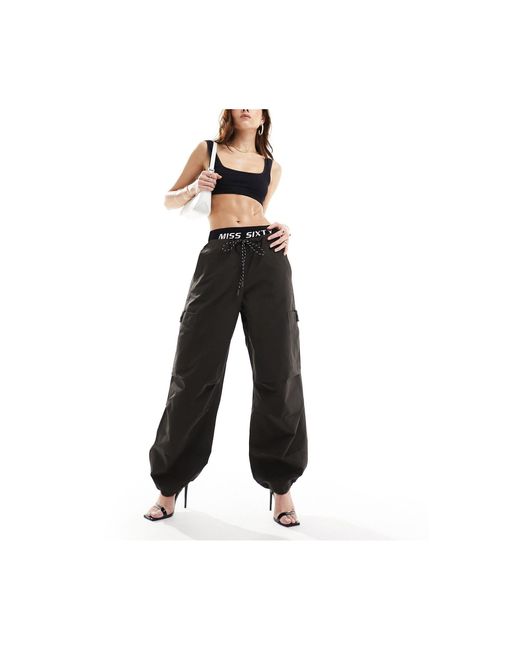 Miss Sixty Black Parachute Pants With Double Layered Boxer Trim