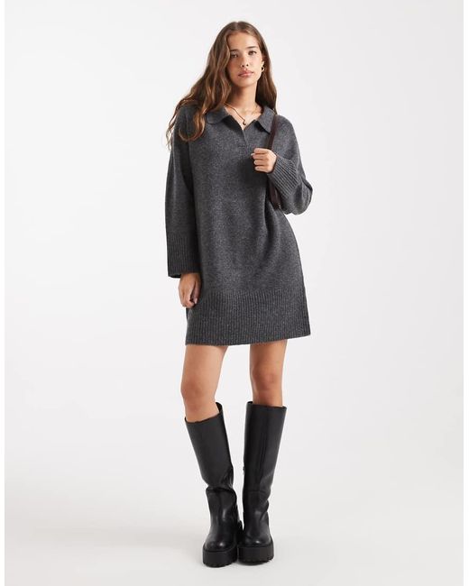 ONLY Gebreide Mini-Polojurk in het Gray