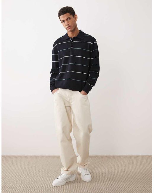 ARKET Blue Cotton Blend Knitted Polo for men