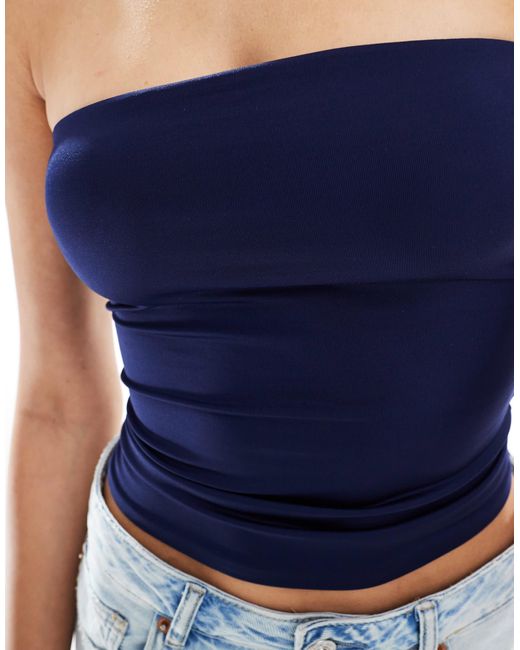 Bershka Blue Polyamide Bandeau Top