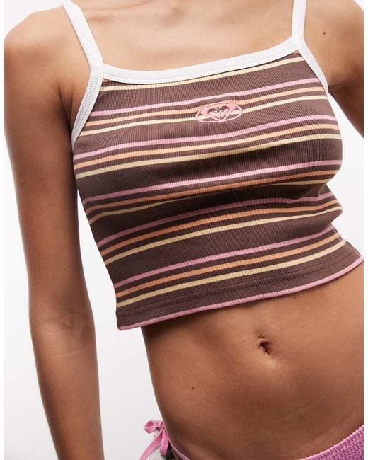 Roxy Brown Stripe Cami Beach Top
