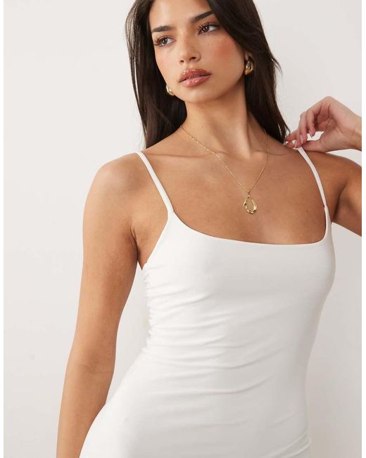 Missy Empire White Missy Empire Double Sculpted Slinky Thin Strap Cami Mini Dress