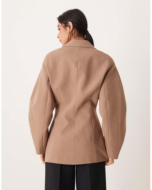 ASOS Natural Tailored Collar Cinch Waist Jacket