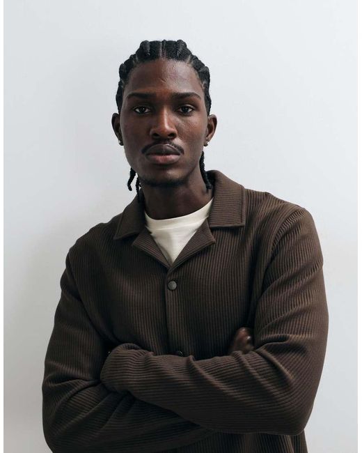 ASOS Black Button Up Shacket for men