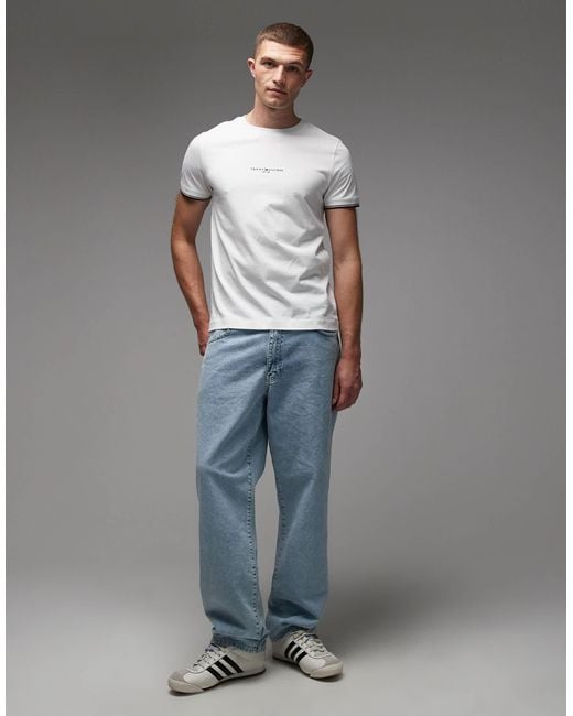 Tommy Hilfiger Gray Tipped Detail Logo T-Shirt for men