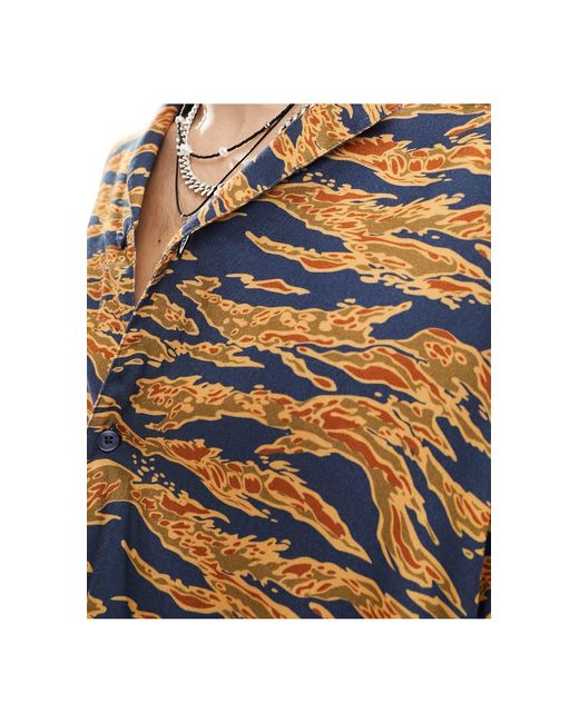 Pasvoir - camicia a maniche corte con stampa a onde multicolore di Viggo da Uomo
