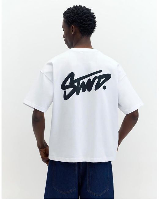 Pull&Bear Oversized Recht T-Shirt Met Stwd-Logo in het White voor heren