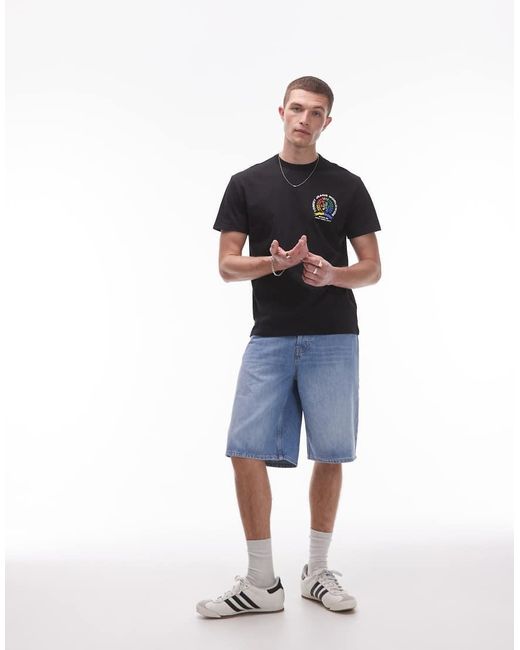 Camiseta Negra Con Estampado Gráfico Trasero Del Logo De Escudo De Colores De Tommy Hilfiger de hombre de color Black