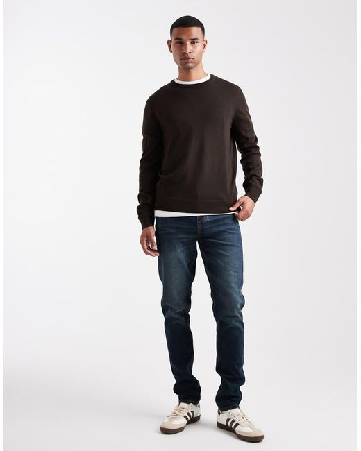 Jersey Con Cuello Redondo De Threadbare de hombre de color Black