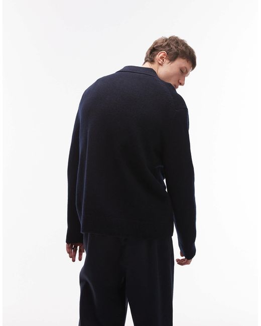 ARKET Blue Oversized Cardigan With Two Way Zip for men