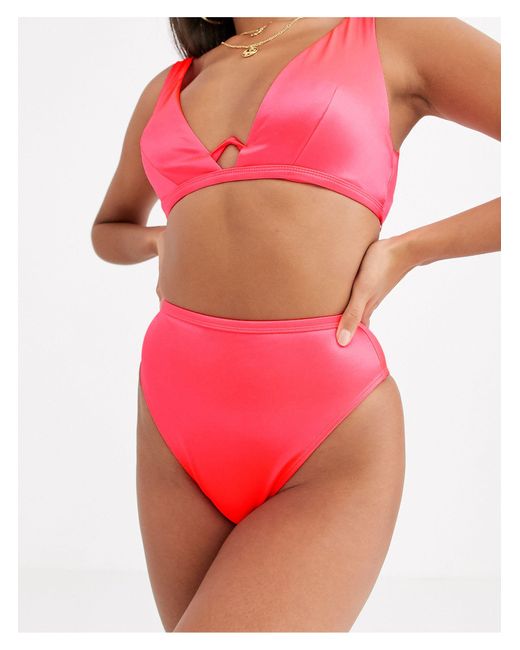 High Waist Bikini Bottom in Pink 