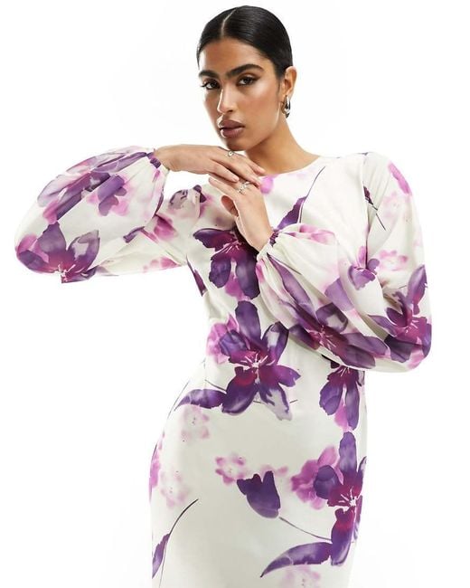 ASOS Pink Contrast Sleeve Satin Bias Maxi Dress