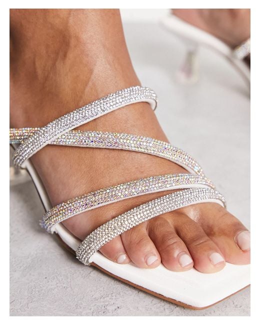 ALDO Pierida Heeled Sandals With Mixed Rhinestones in Brown | Australia