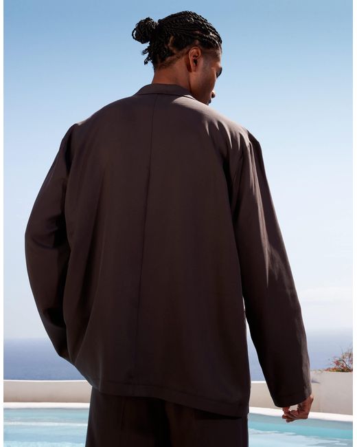 ASOS Black Slouchy Oversized Beach Suit Jacket for men