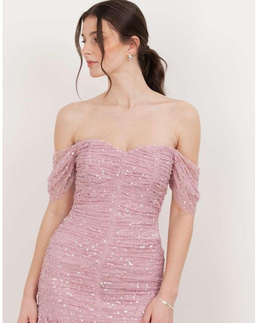 Maya Pink Embellished Bardot Maxi Dress