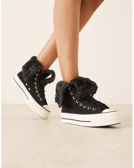Converse Black Chuck Taylor All Star Fold Over Lift Trainers