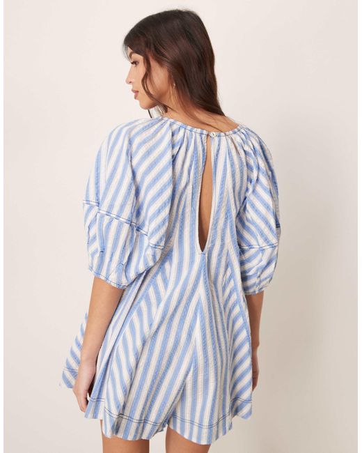 Free People Blue Striped Oversized Romper