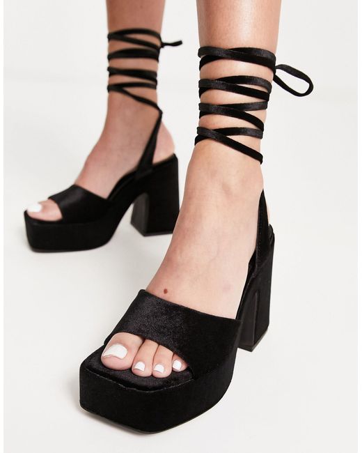 Eclipse - sandales à plateforme en velours Raid en coloris Black