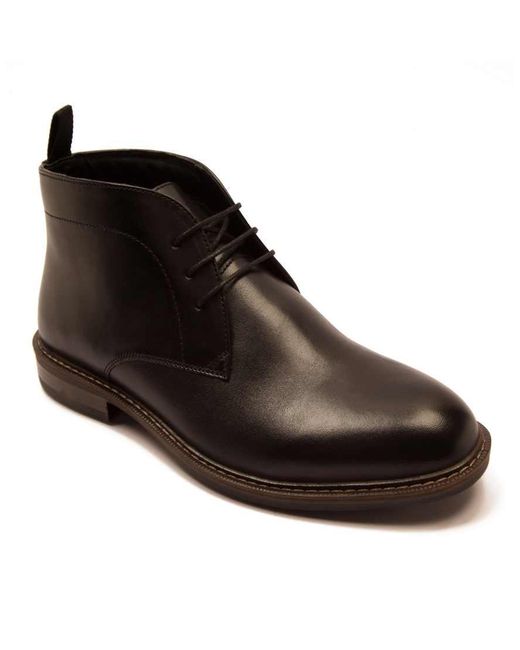Thomas Crick Black 'Hutchins' Leather Chukka Ankle Lace-Up Boots for men