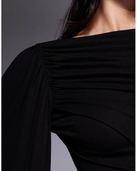 Vestido Corto Drapeado Con Detalle De Fular De ASOS de color Blue