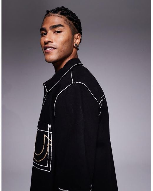 Camicia Super Oversize di True Religion in Blue da Uomo
