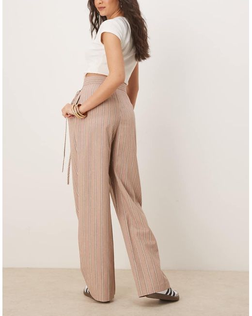 Pantaloni Sartoriali Color Visone A Righe di ASOS in Natural