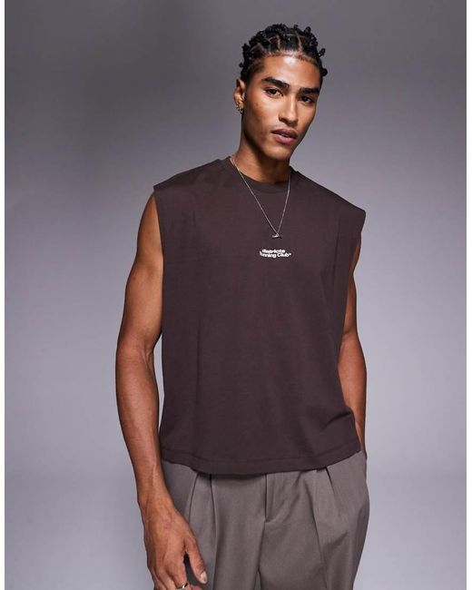 Canotta Oversize Squadrata Con Stampa Grafica di ASOS in Blue da Uomo