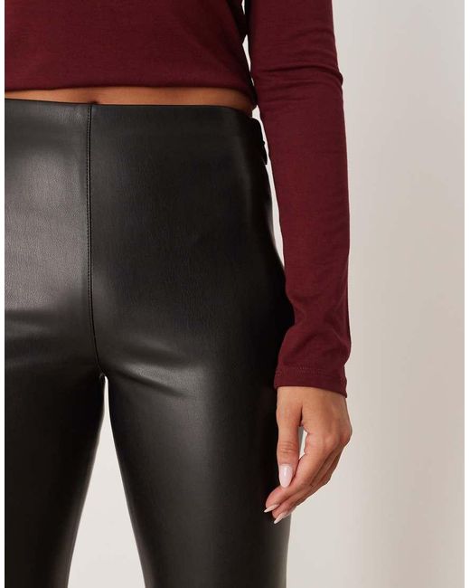 Abercrombie & Fitch Black High Rise Clean Waist Leather Slim Bootcut Trousers