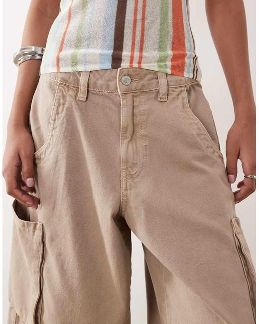 ASOS Natural Longline Bermuda Short With Utility Pocket Detail