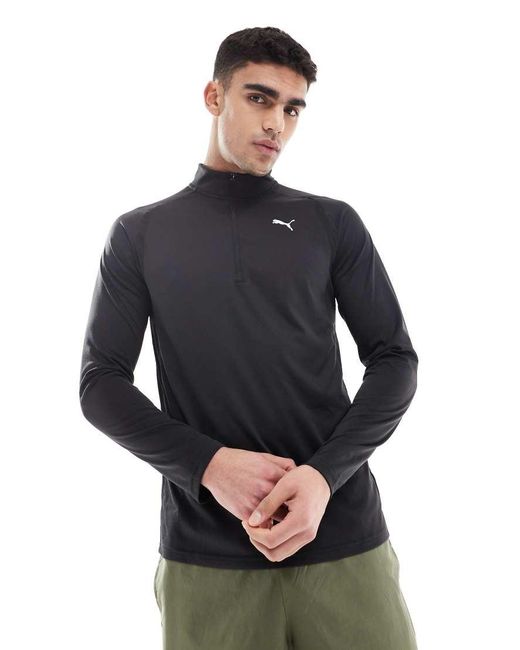 Top Tecnico Con Zip Corta di PUMA in Black da Uomo