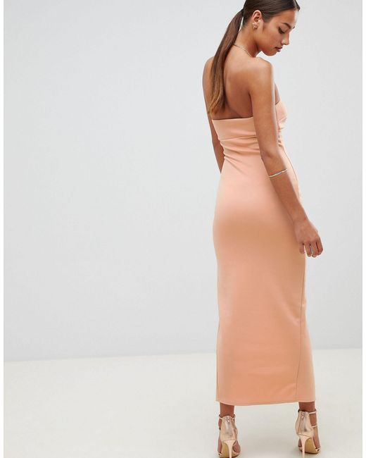 white scuba bandeau maxi dress