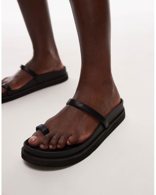 TOPSHOP Brown Josh Minimal Flat Sandal
