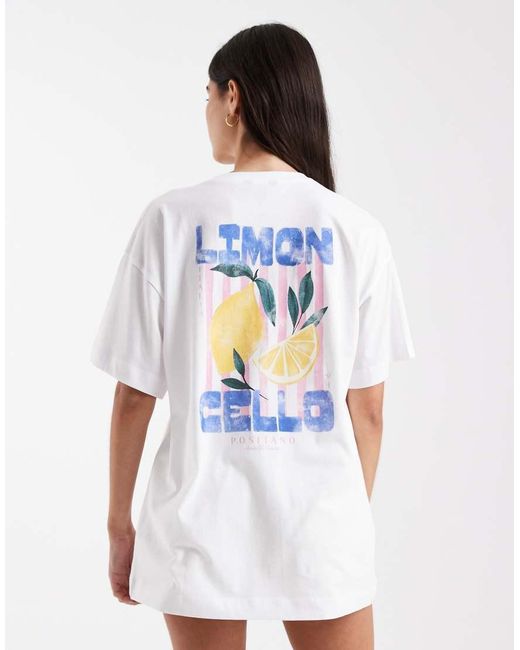 New Look White 'Limoncello' Lemon Print Oversized Tee
