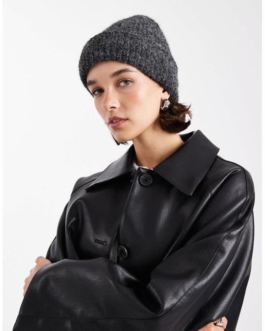 Vero Moda Gray Hairy Yarn Chunky Knitted Beanie