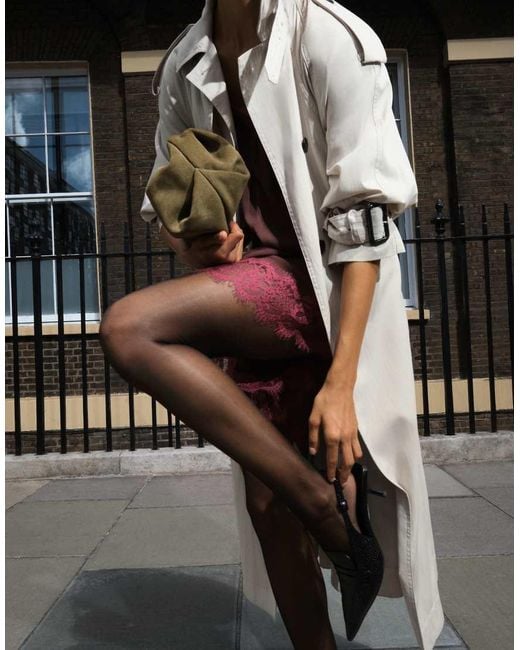 ASOS Natural Longline Oversized Trench Coat With Shoulder Pad