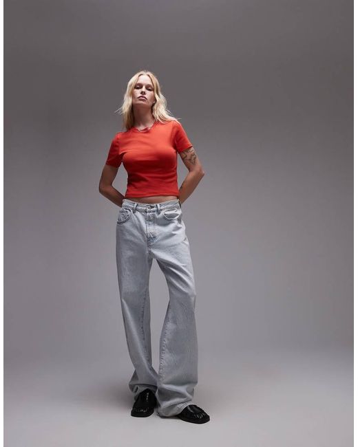 TOPSHOP Red Shrunken Everyday Tee